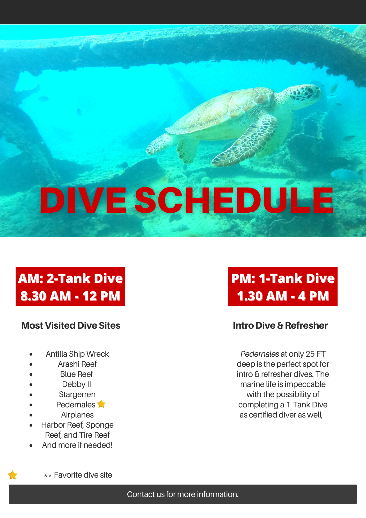 dive schedule
